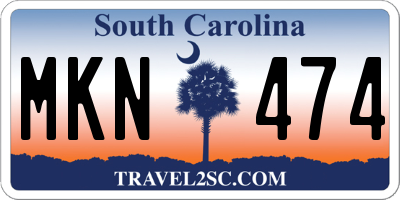 SC license plate MKN474