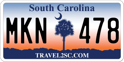 SC license plate MKN478