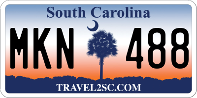 SC license plate MKN488