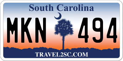 SC license plate MKN494