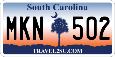 SC license plate MKN502