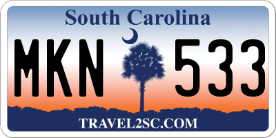 SC license plate MKN533