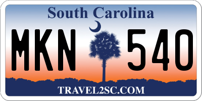 SC license plate MKN540