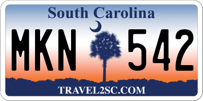 SC license plate MKN542