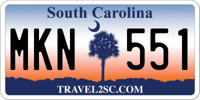 SC license plate MKN551