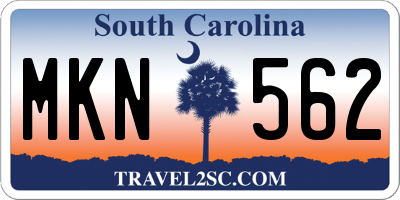 SC license plate MKN562