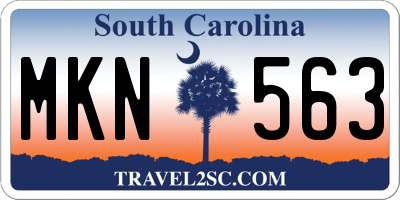 SC license plate MKN563
