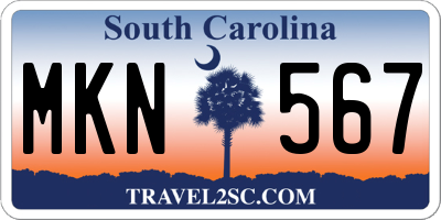 SC license plate MKN567