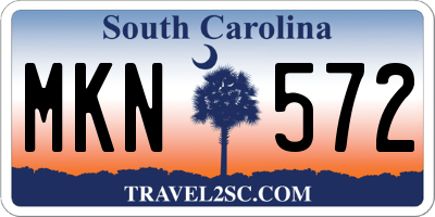 SC license plate MKN572