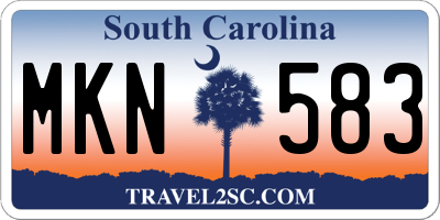 SC license plate MKN583