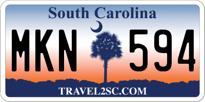 SC license plate MKN594