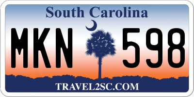 SC license plate MKN598