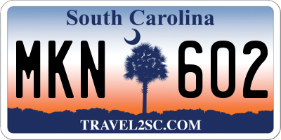 SC license plate MKN602