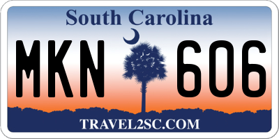SC license plate MKN606