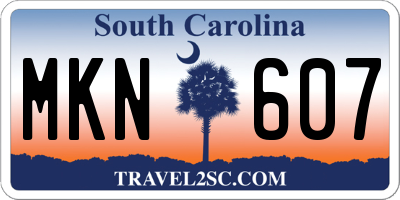 SC license plate MKN607