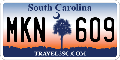 SC license plate MKN609