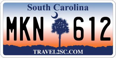 SC license plate MKN612