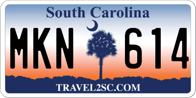 SC license plate MKN614