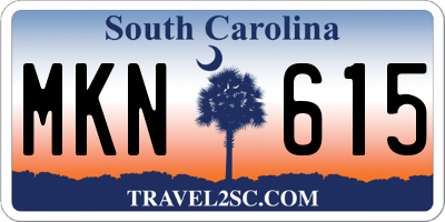 SC license plate MKN615