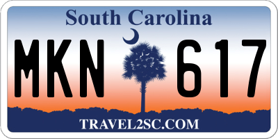 SC license plate MKN617