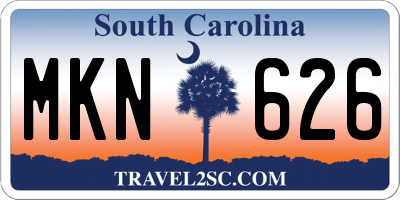 SC license plate MKN626