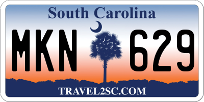 SC license plate MKN629