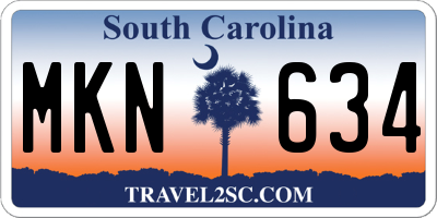 SC license plate MKN634