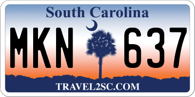 SC license plate MKN637