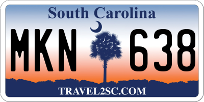 SC license plate MKN638