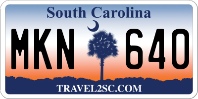 SC license plate MKN640