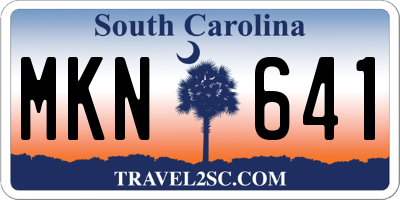 SC license plate MKN641