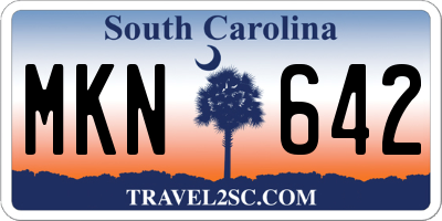 SC license plate MKN642