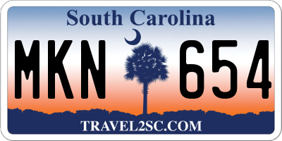 SC license plate MKN654
