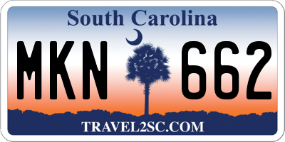 SC license plate MKN662
