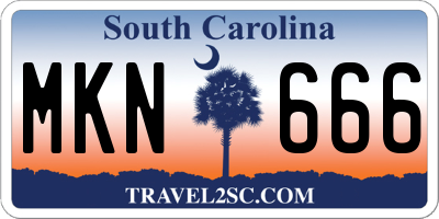 SC license plate MKN666