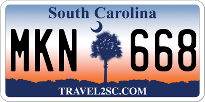 SC license plate MKN668