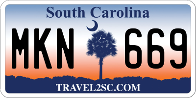 SC license plate MKN669