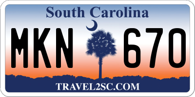 SC license plate MKN670