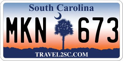 SC license plate MKN673