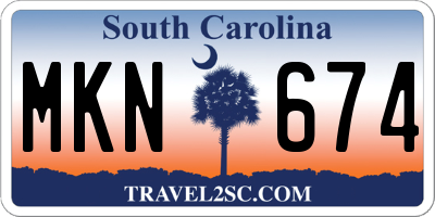SC license plate MKN674