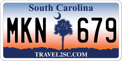 SC license plate MKN679