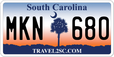 SC license plate MKN680