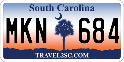SC license plate MKN684