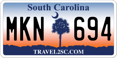 SC license plate MKN694