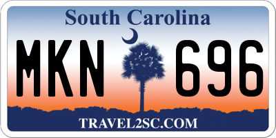 SC license plate MKN696