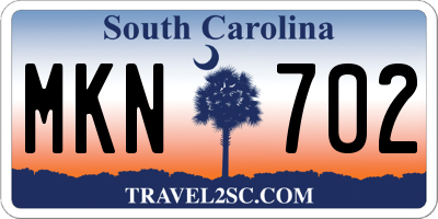 SC license plate MKN702