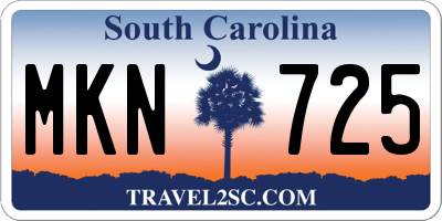 SC license plate MKN725