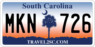 SC license plate MKN726