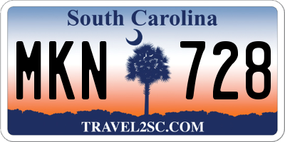 SC license plate MKN728