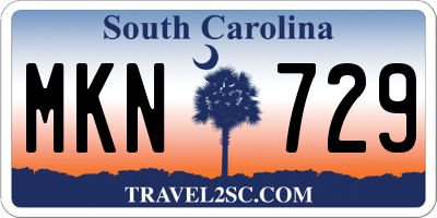 SC license plate MKN729